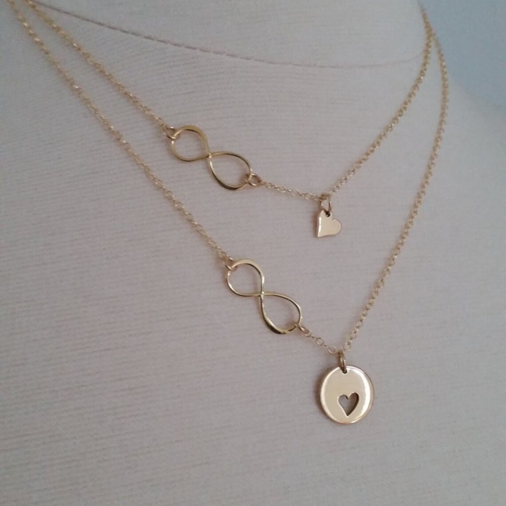 Mother daughter jewelry - mother daughter necklace - infinity heart necklace - m